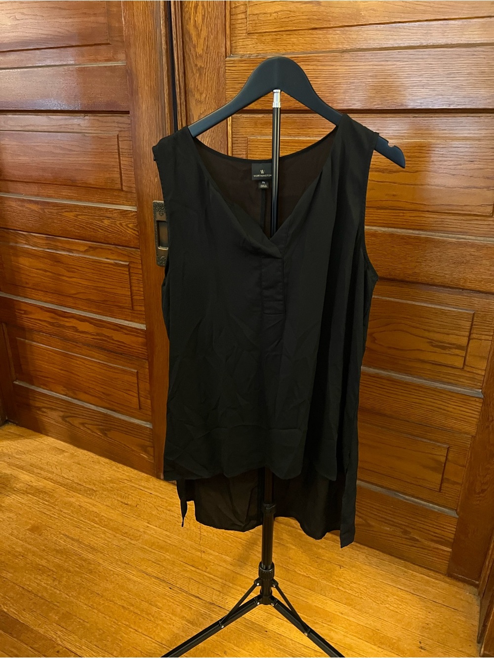 Worthington Black V-Neck Layered Sleeveless Camisole